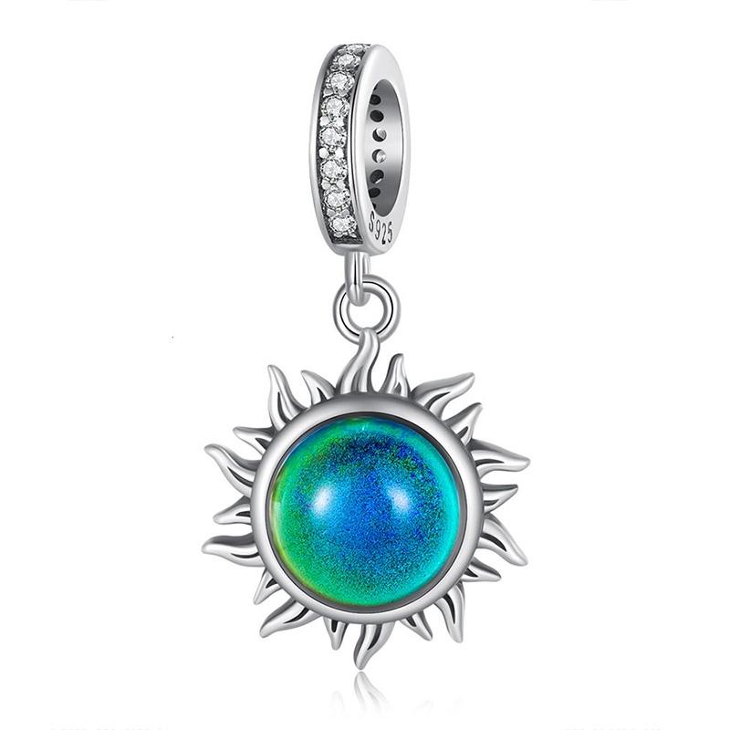 925 Sterling Silver Zircon Sun Pendant Temperature Sensitive Charms & Pendants