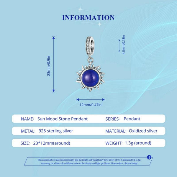 925 Sterling Silver Zircon Sun Pendant Temperature Sensitive Charms & Pendants
