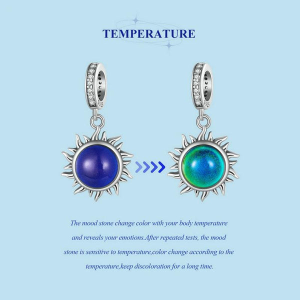 925 Sterling Silver Zircon Sun Pendant Temperature Sensitive Charms & Pendants
