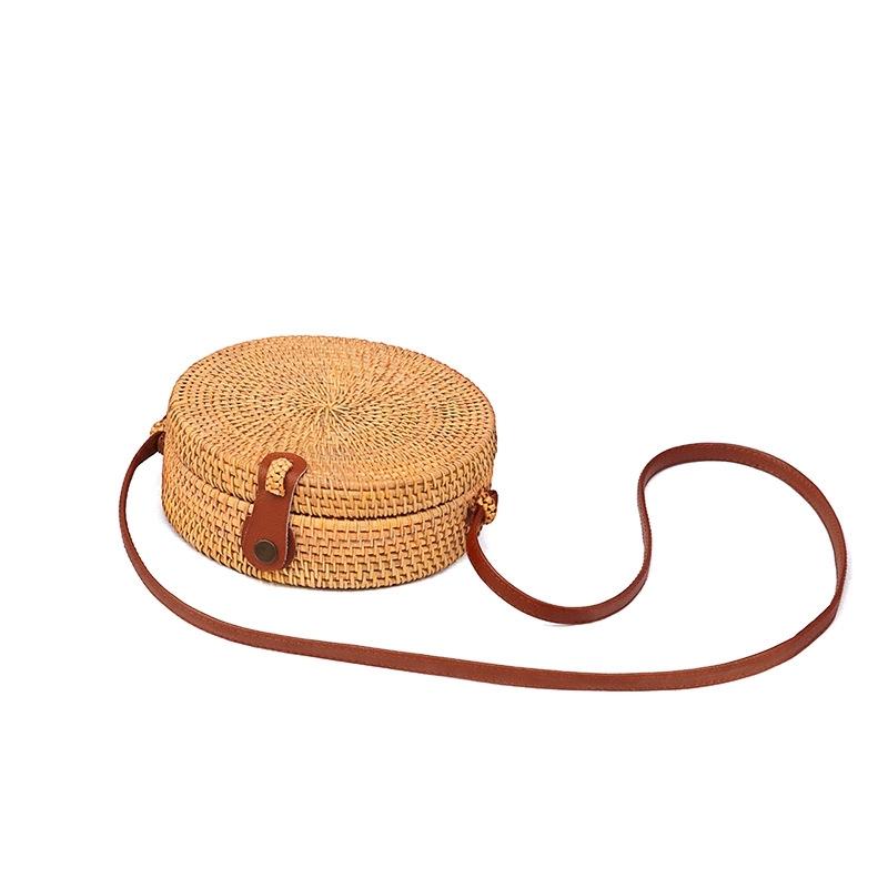 Handmade Rattan Bag With Buckle Bowknot Design Perfect Autumn Beach Days 20X20x8cm Women's Bags & Handbags