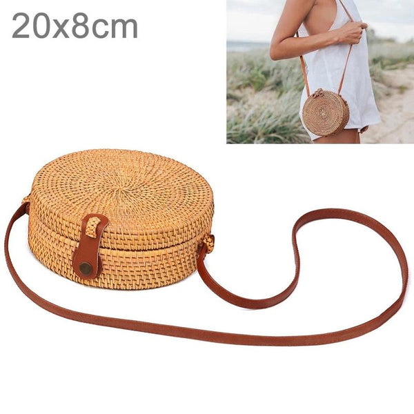 Handmade Rattan Bag With Buckle Bowknot Design Perfect Autumn Beach Days 20X20x8cm Women's Bags & Handbags
