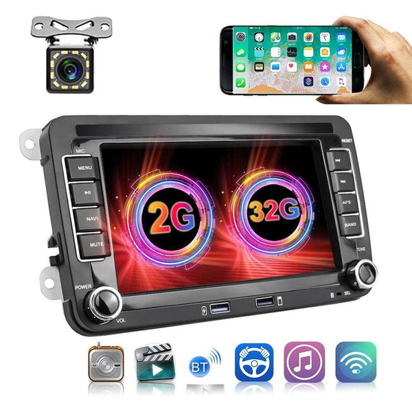 7 Inch Android Car Multimedia Player With Navigation Bluetooth Reversing Camera 10.0 Os 2 + 32G 12Lights Fits Volkswagen Rear View Monitors/Cams & Kit