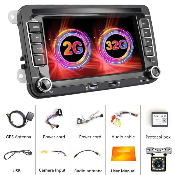 7 Inch Android Car Multimedia Player With Navigation Bluetooth Reversing Camera 10.0 Os 2 + 32G 12Lights Fits Volkswagen Rear View Monitors/Cams & Kit