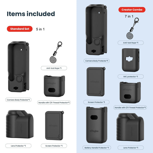 5 In 1 Silicone Case For Dji Pocket 3 Camera Accessories Gray Camera Cases Bags & Covers