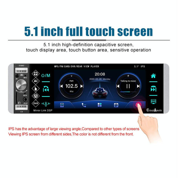 5.1 Inch Ips Capacitive Carplay Player + 8 Light Camera Video In Dash Units W/O Gps