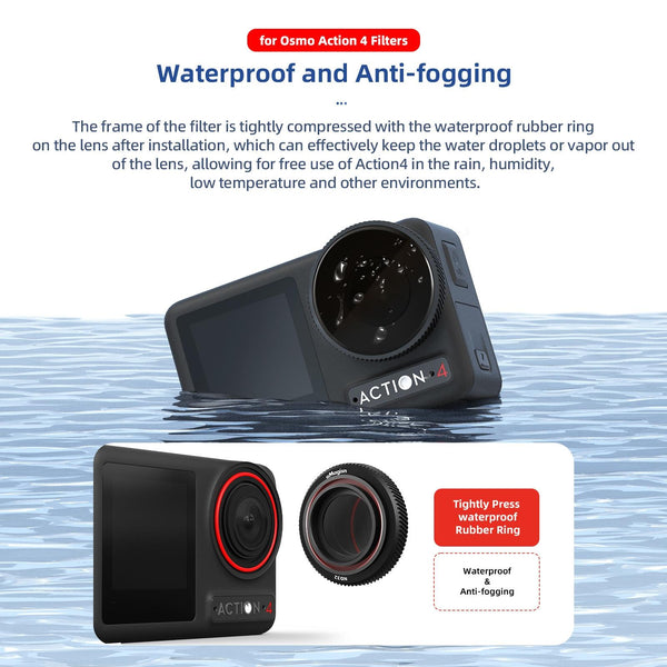 Parallel Waterproof Filter For Dji Action 4 Sports Camera Cpl Nd8+Nd16+Nd32+Nd64 Filters