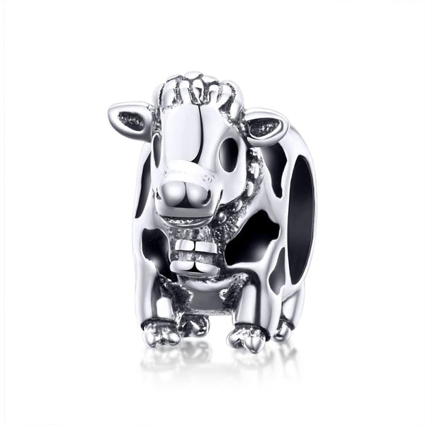 925 Sterling Silver Cow Beaded Bracelet Accessory Charms & Pendants