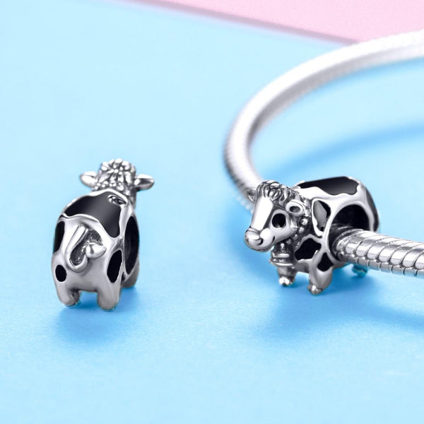 925 Sterling Silver Cow Beaded Bracelet Accessory Charms & Pendants