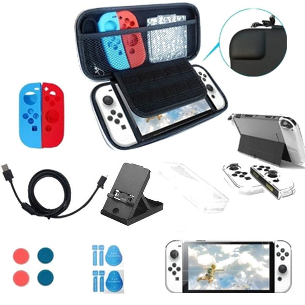 Switch Oled Bundle With Crystal Shell Remote Film And Storage Bag Bags Skins & Travel Cases