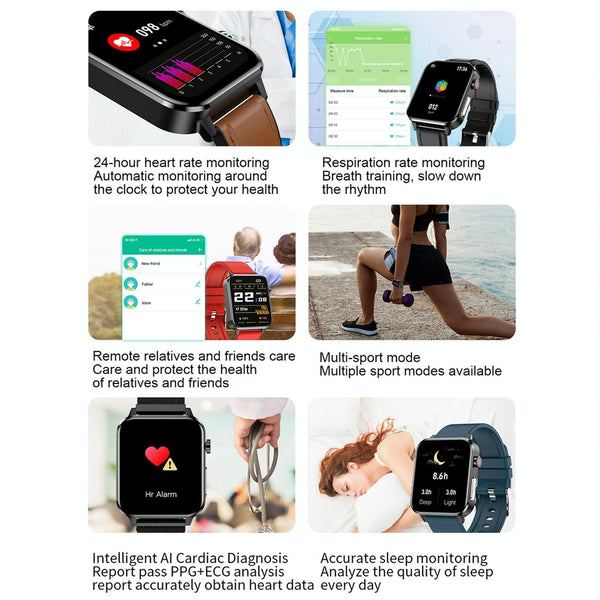 1.7 Inch Heart Rate Bluetooth Watch Red Activity Trackers