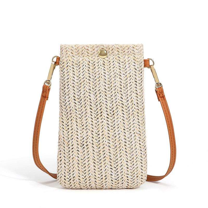 Beach Bag With Magnetic Buckle Straw Beige Women's Bags & Handbags
