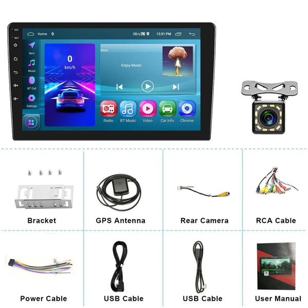 10 Inch Car Android Navigation Screen With Carplay 2 + 64G 12Lights Camera Other Car Audio