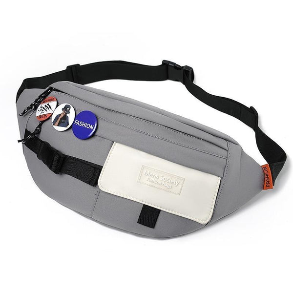 Chest Shoulder Messenger Bag With Badge Grey Bags