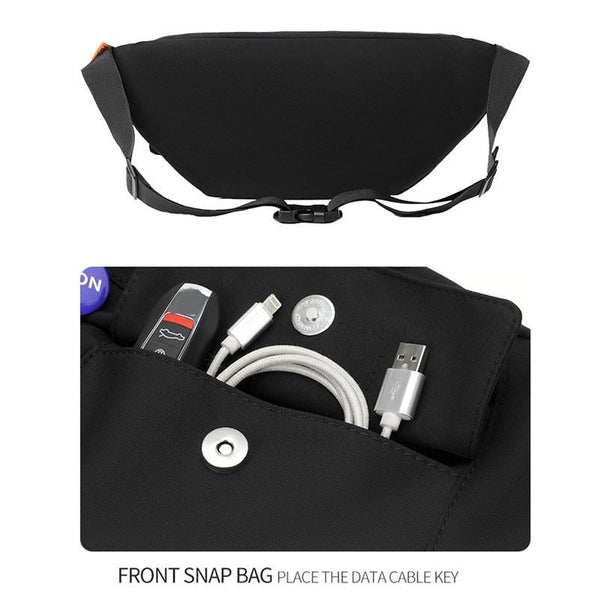 Chest Shoulder Messenger Bag With Badge Grey Bags