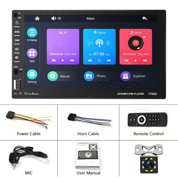 7 Inch Car Mp5 Player With Bluetooth & 8 Light Camera Universal Fit Other Car Audio