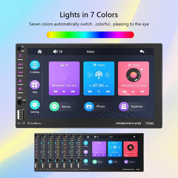 7 Inch Car Mp5 Player With Bluetooth & 8 Light Camera Universal Fit Other Car Audio