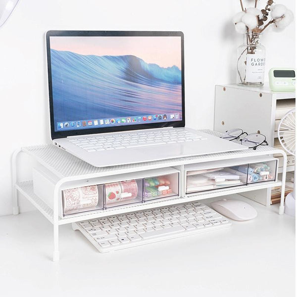 Desk Organizer Bracket For Elevated Computer Monitor Wrought Iron Double Layer Monitor Mounts & Stands