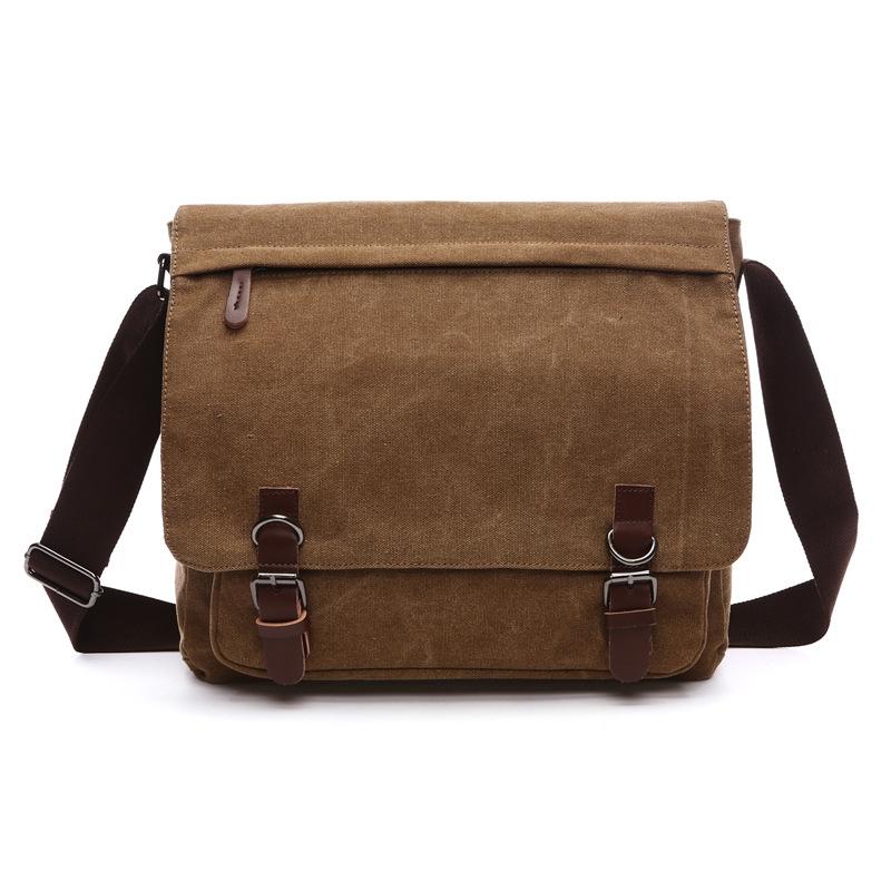 Large Coffee Canvas Messenger Bag For Business Use Bags