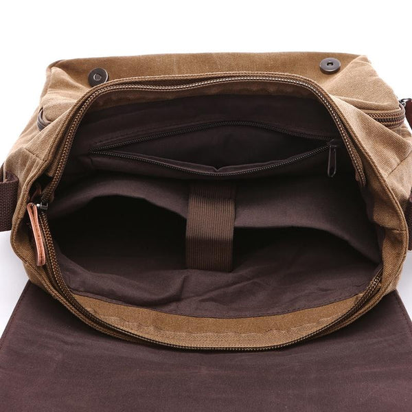 Large Coffee Canvas Messenger Bag For Business Use Bags