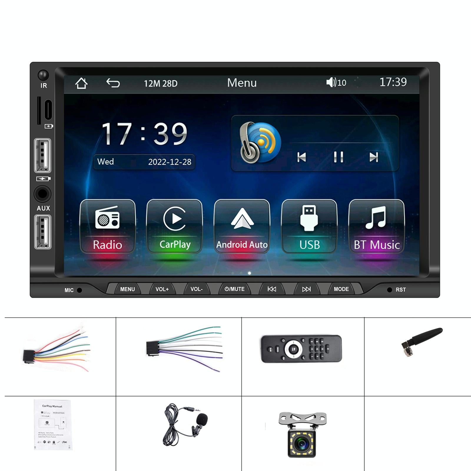 7 Inch Car Mp5 Player Carplay / Android Auto Mirror Link Bluetooth With 12 Light Camera Other Car Video