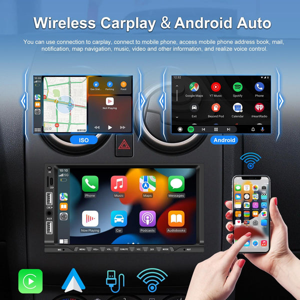 7 Inch Car Mp5 Player Carplay / Android Auto Mirror Link Bluetooth With 12 Light Camera Other Car Video