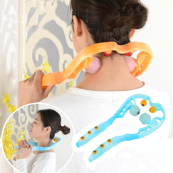 Multi Function Cervical Massager Shoulder & Neck Roller Magnetic Therapy Blue Massagers