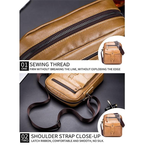Cowhide Messenger Bag Large Capacity Briefcase Black Bags