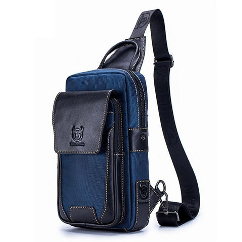Leather Men Chest Bag Casual Shoulder Black / Blue Bags