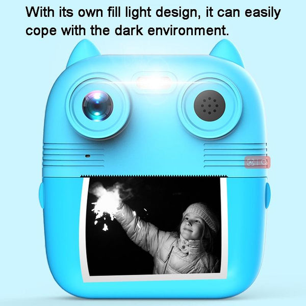 Instant Print Camera With Dual Lens 2.8 Screen For Kids Blue Digital Cameras