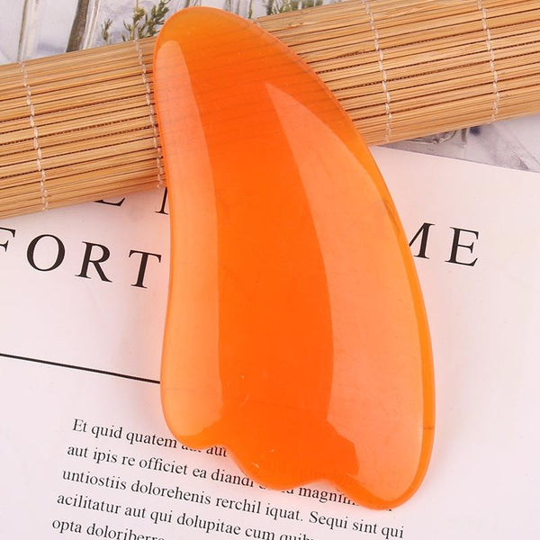 Facial Tendon Stick For Massage And Acupuncture Resin Scraping Sheet In Yellow Triangle Massagers
