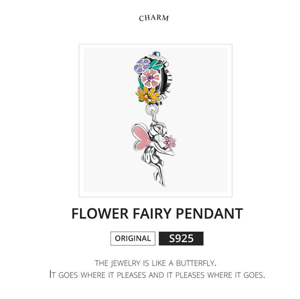 925 Sterling Silver Flower Elf Pendant For Bracelet Or Necklace Charms & Pendants