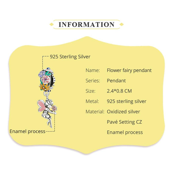 925 Sterling Silver Flower Elf Pendant For Bracelet Or Necklace Charms & Pendants