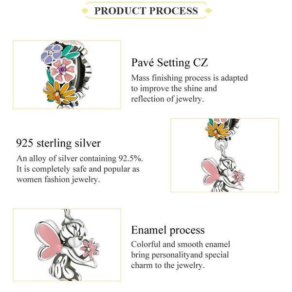 925 Sterling Silver Flower Elf Pendant For Bracelet Or Necklace Charms & Pendants