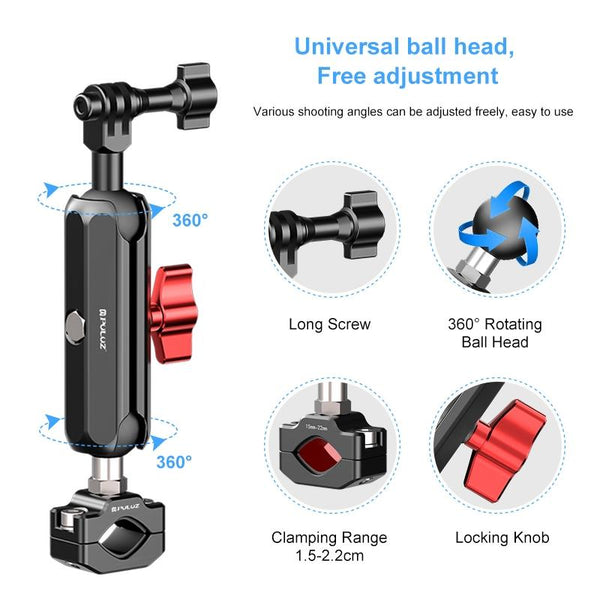 Universal Cnc Rearview Magic Arm For Motorcycles Audio And Video Accessories Bike Camera Holders Mounts