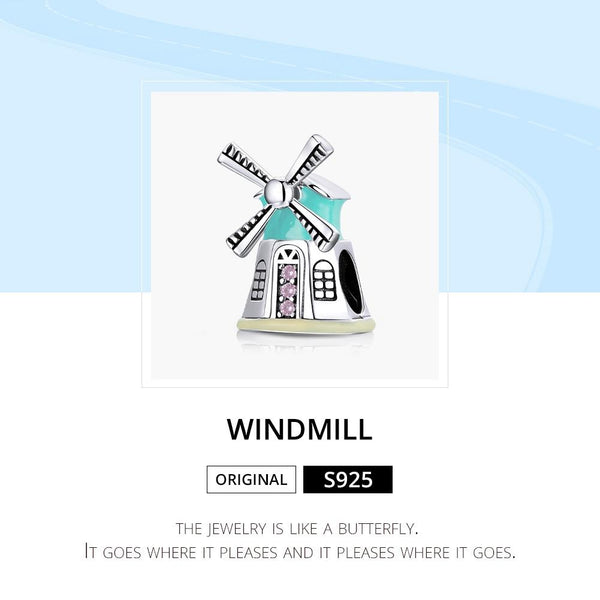 925 Sterling Silver Windmill Beads For Diy Bracelets & Necklaces Charms & Pendants