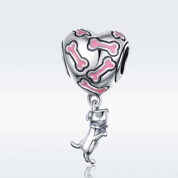 925 Sterling Silver Heart Dog Bone Beads For Diy Bracelets Charms & Pendants