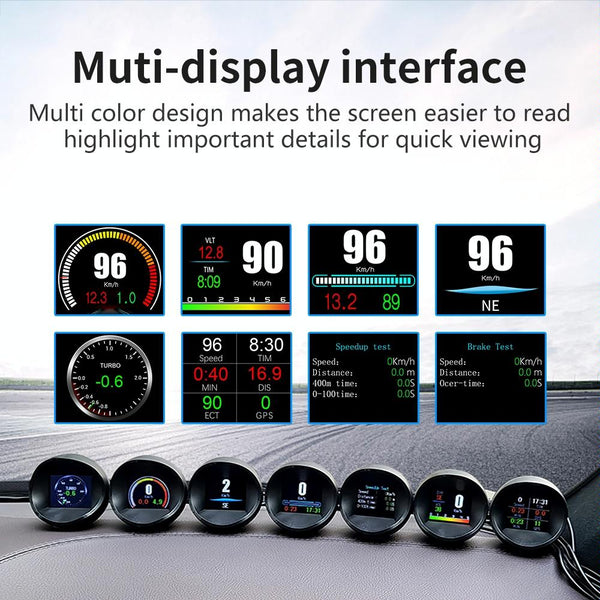 Car Hud Head Up Display Obd2 + Gps Mode Water Temp Speed Voltage Fuel Alarm Other Instruments & Gauges