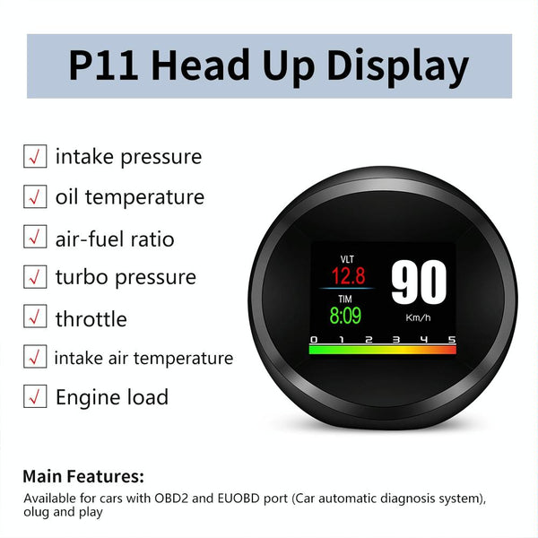 Car Hud Head Up Display Obd2 + Gps Mode Water Temp Speed Voltage Fuel Alarm Other Instruments & Gauges