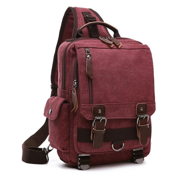 Red Canvas Chest Bag For Outdoor Travel Messenger Style Bags