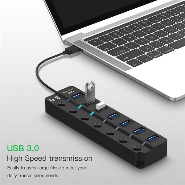 7 Port Usb 3.0 Hub With Switch For Pc / Laptop Usb Cables Hubs & Adapters