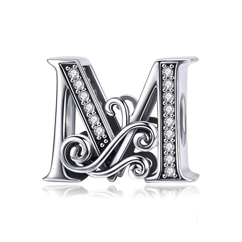 Diy Bracelet Beaded Accessories With Zircon Beads 26 Letters Style M Charms & Pendants