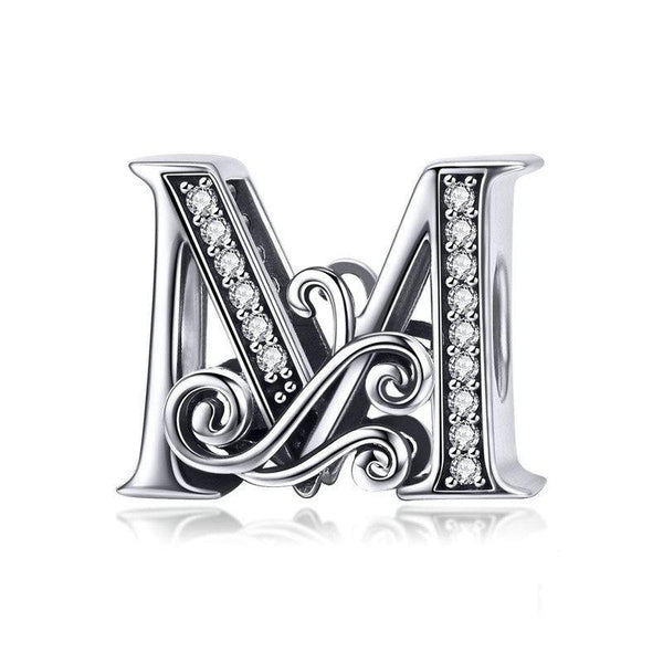 Diy Bracelet Beaded Accessories With Zircon Beads 26 Letters Style M Charms & Pendants
