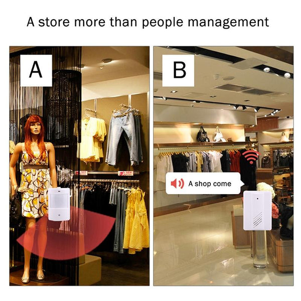 Wireless Infrared Doorbell Alarm For Home Office 2 Sensors Smart Doorbells