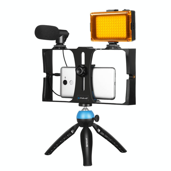 Live Broadcast Vlogging Kit With Led Light Microphone Tripod & Cold Shoe Head Camera Accessory Bundles