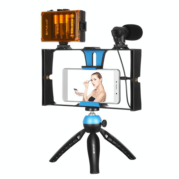 Live Broadcast Vlogging Kit With Led Light Microphone Tripod & Cold Shoe Head Camera Accessory Bundles