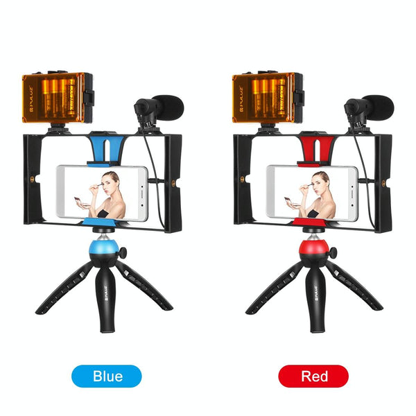 Live Broadcast Vlogging Kit With Led Light Microphone Tripod & Cold Shoe Head Camera Accessory Bundles