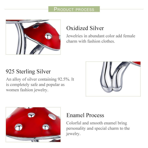 925 Sterling Silver Small Mushroom Bracelet Charms Diy Accessories Charms & Pendants