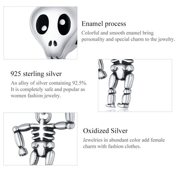 925 Sterling Silver Skull Beads For Diy Bracelets & Necklaces Charms & Pendants
