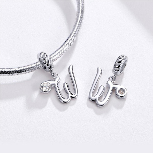 925 Sterling Silver Personalized Letter Pendant For Diy Bracelets & Necklaces Style W Necklaces & Pendants