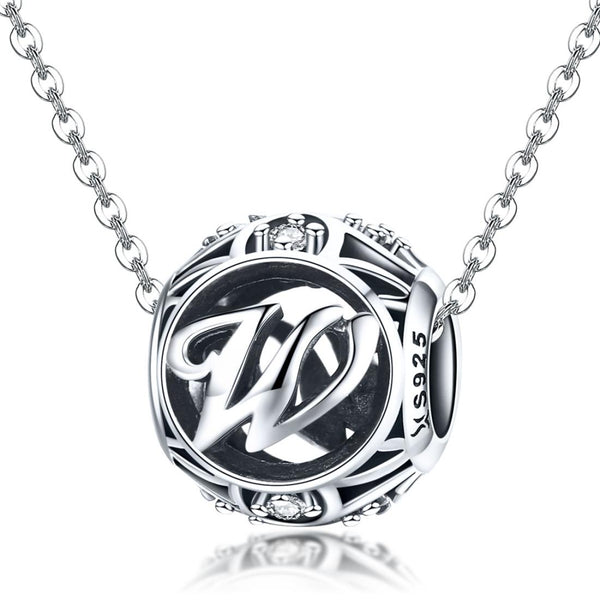 925 Sterling Silver 26 English Letter Beads For Diy Bracelets & Necklaces Style W Charms & Pendants